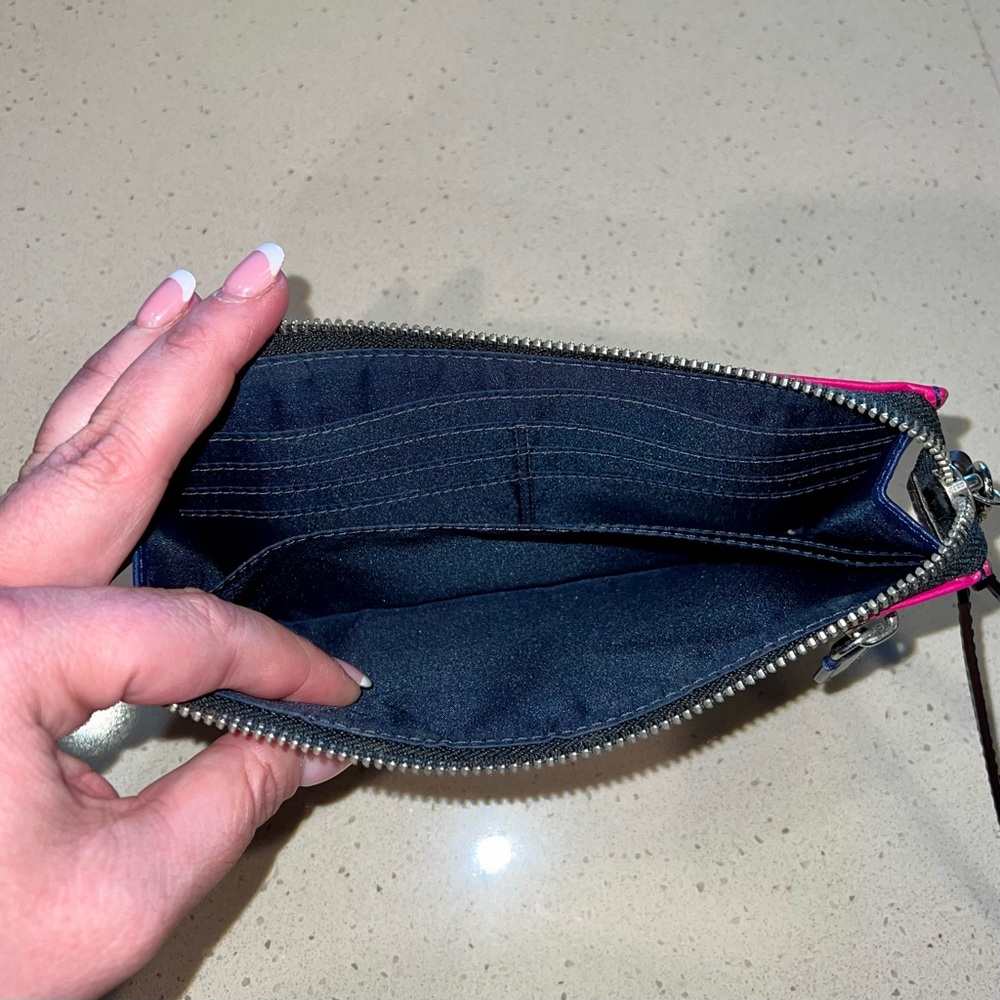 Coach Fuchsia and Navy Zip Pouch - Picture 5 of 11
